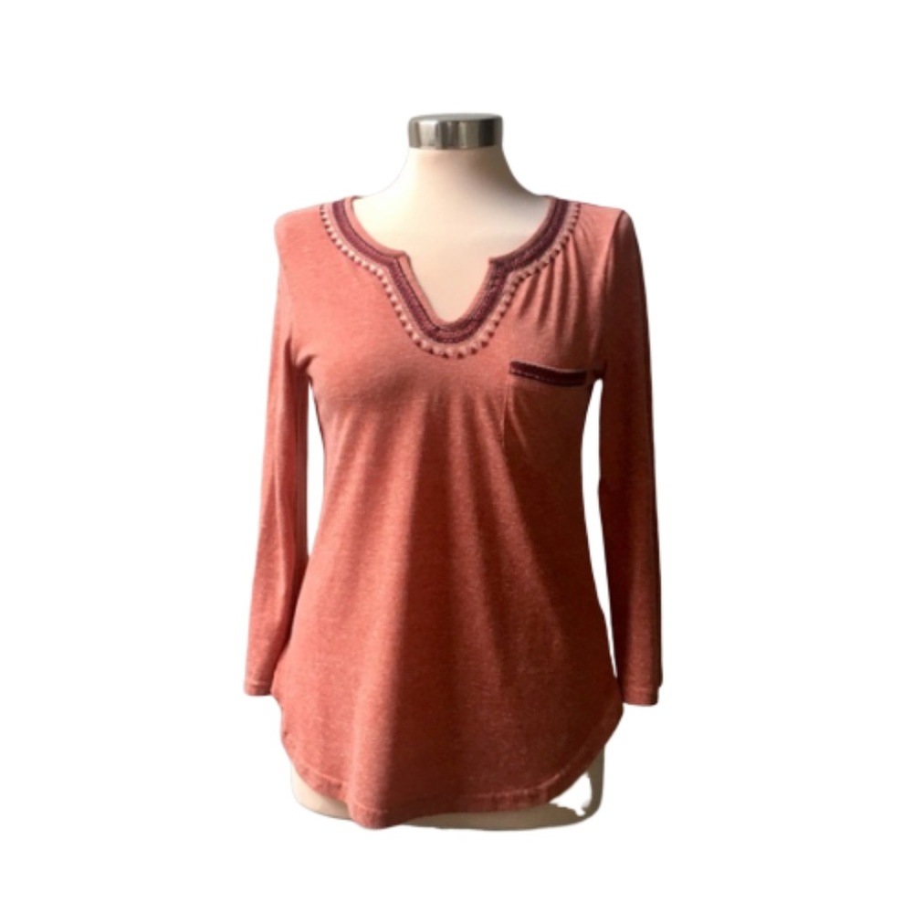 StitchFix Boho orange detailed tunic top XS